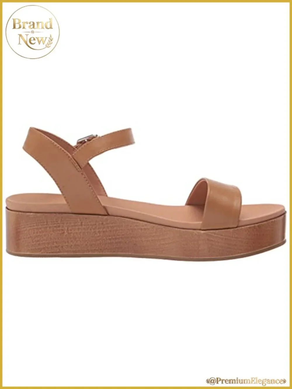 Women's Two Band Ankle Strap Open Toe Flatform Sandals Faux Leather